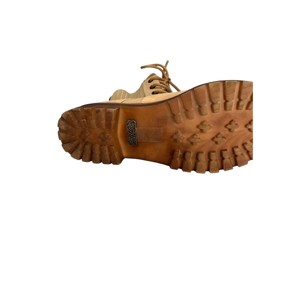 Blowfish Malibu Brown Tan Vegan Leather Knit Combat Boots 10 Indie Gorpcore Lug - Picture 10 of 17